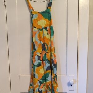 Abel the Label Vibrant Maxi Dress Small Criss Cross Back